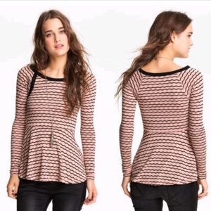 Free People Striped Long Sleeve Babydoll Top Y2K